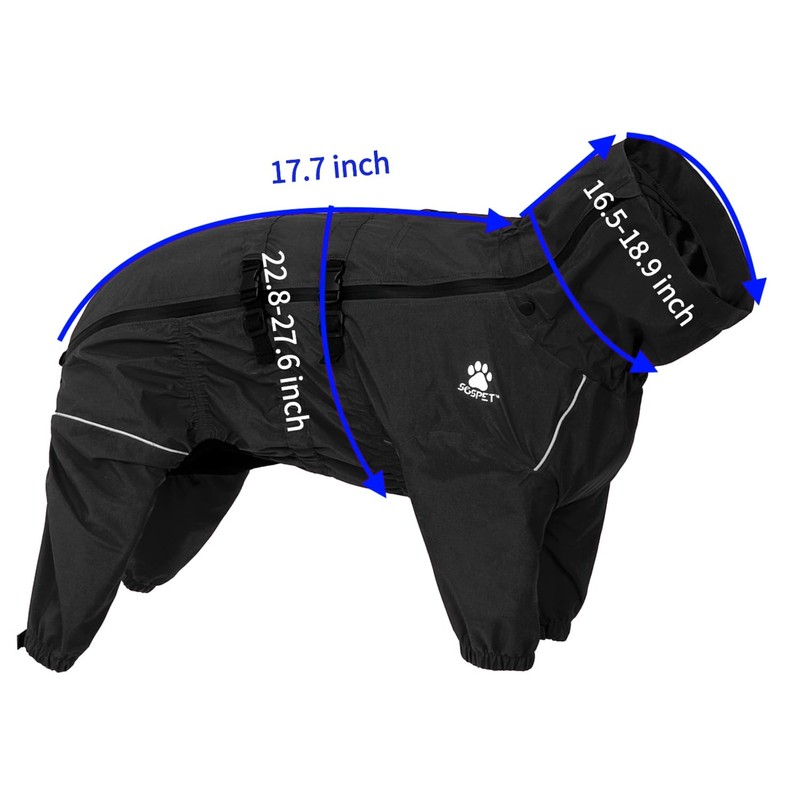 SGSPET Waterproof Pet Raincoat, 4 Legs Design with Leash Hole
