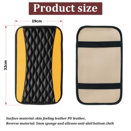 CGEAMDY Car Armrest Cushion Leather Waterproof for Most Cars, Vans and SUVs (Yellow)
