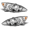 for 2005-2006 Camry Headlight Assembly compatible with 2005 2006 Toyota Camry Chrome Housing with Amber Reflector Headlamp Replacement Left and Right Pair
