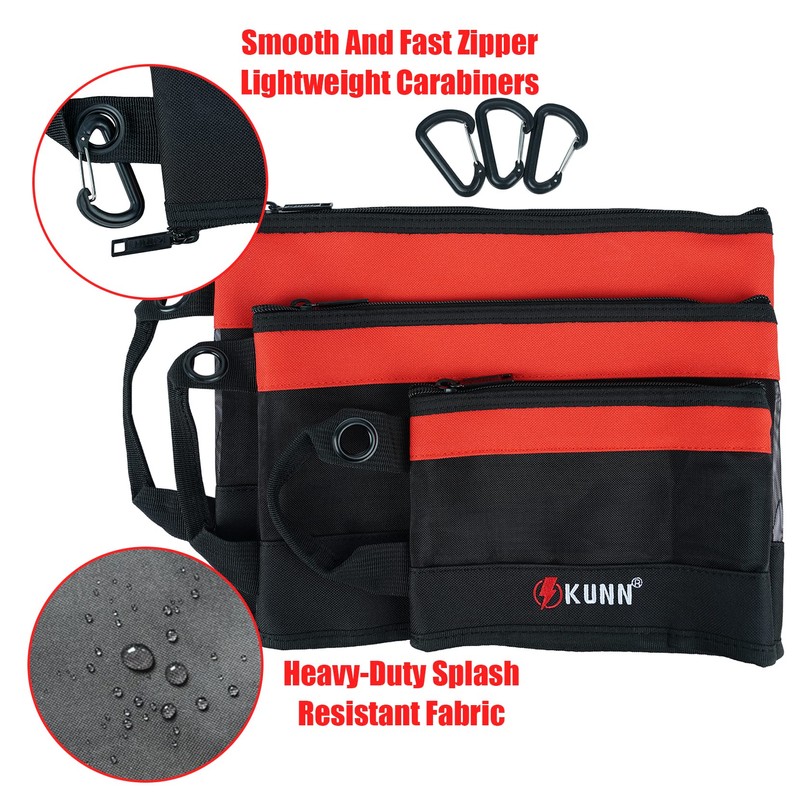 Small Tool Bag,Stand-Up Zipper Pouch Heavy Duty Multi-Purpose Storage Bags,Red,3-Pack