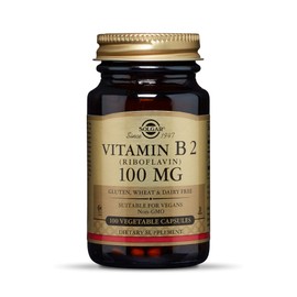 Solgar Vitamin B2 (Riboflavin) 100mg, 100 Vegetable Capsules - Energy Metabolism, Healthy Nervous System - Non-GMO, Vegan, Gluten Free, Dairy Free, Kosher, Halal - 100 Servings