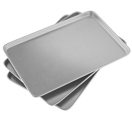 CROSSON 16× 24 Inch Cookie Sheet Pans Set of 3-Baking Tray Jelly Roll Pan Set Commercial Grade Aluminum Coated Statinless Steel Bun Pan for Oven,Freezer,Bakery Hotel Restaurant