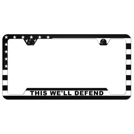 Au-TOMOTIVE GOLD, INC. This We'ill Defend UV Print Logo on Black Polycarbonate Notched License Plate Frame