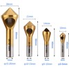 KEWAYO 4pcs Titanium Coated Countersink Chamfer Tool Deburring Tool Set