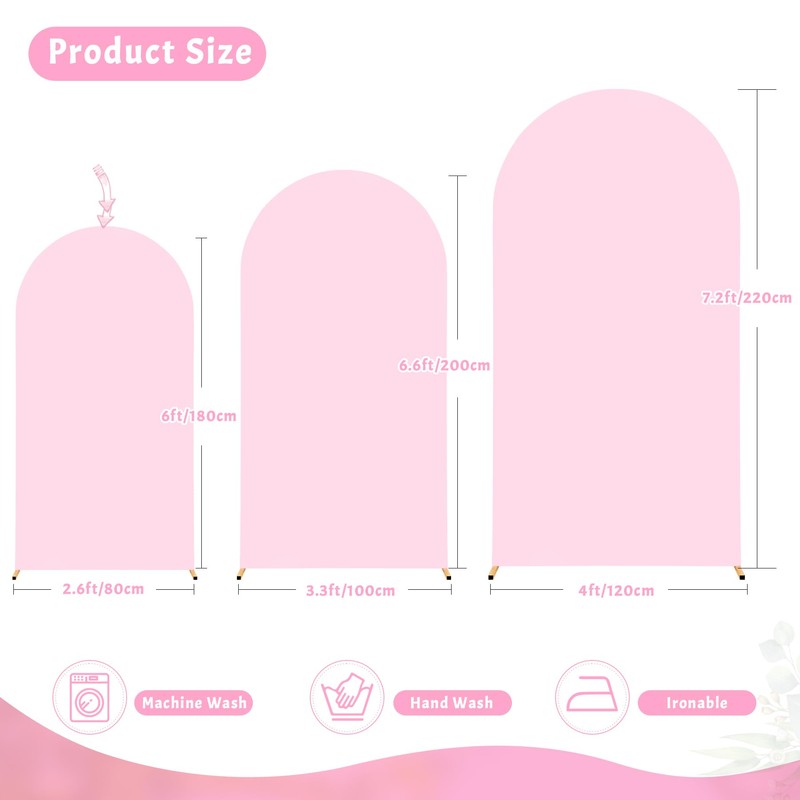6FT Baby Pink Arch Covers, Spandex Fitted Wedding Arch Stand