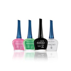 Masglo Juego de 4 esmaltes de uñas de protección y brillo (2 capas base  2 capas superiores)  Kit 2 bases y 2 brillos 0.5 onzas líquidas.             