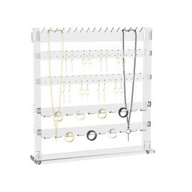 Coward Acrylic Jewelry Holder Stand, Tabletop Necklace Earring Ring Jewelry Easel Display,Tabletop Earring Jewelry Holder Organizer for Home Use (5layer)