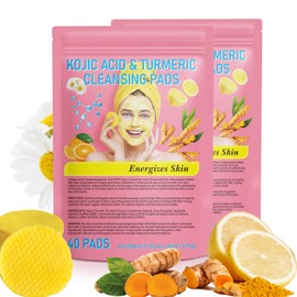A r b c r n Turmeric Cleansing Pads,Kojic Acid Cleansing Pads for Acne Scars Face and Firming Skin,Remove Excess Keratin 80 PCS-Deep Clean Pores