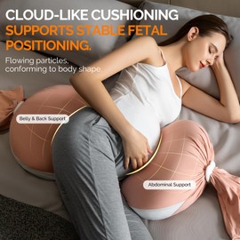 Fogkiss Pregnancy Pillow for Pregnant Women, Soft Maternity Pillow with Adjustable Silicone Buttons, Pregnancy Body Pillow Used to Support and Relieve Pain Waist Abdomen & Buttocks (Pink)