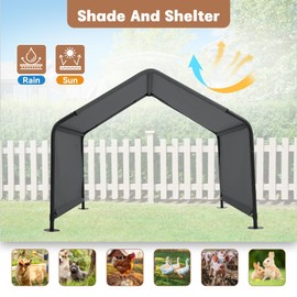 Yokaniwa Dog Shade Shelter Outdoor 4'x4'x3' Tent for Large Medium Dogs, Outside Sun Rain Canopy Pet House for Livestock Pigs Cats with Waterproof Roof Ground Nails,Darkl Gray