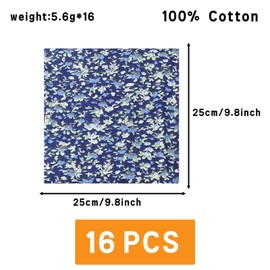 FAIRYGATE Fabric Scraps 16 Pieces Fabrics Patchwork Cotton Mixed Squares Bundle Sewing Quilting Craft Multi Colors 25 x 25 cm Cuttable and Soft DIY for Patchwork Cushions C0316