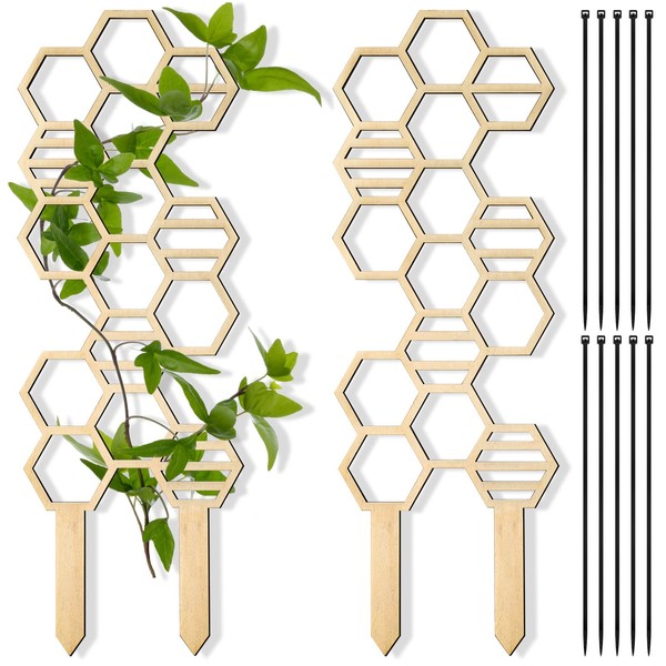 2 Pieces Wooden Small Indoor Trellis Plant Trellis for Climbing