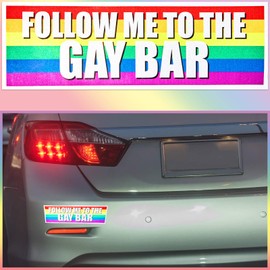 Frienda 2 Pieces Large Gay Pride Bumper Sticker Colorful Waterproof Funny LGBT Stickers Gay Pride Prank Sign for Car Vehicle Truck RV SUV Auto Boat Laptops Decoration, 10 x 3 Inches