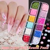 6 Boxes Mini Nail Rhinestones Pearls Kit,1-2mm Flatback Multicolor Transparent