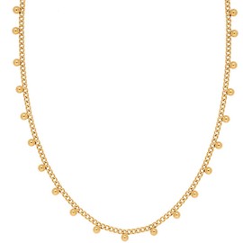 Jude Jewelers Stainless Steel Beaded Chain Style Collar Necklace (Gold)