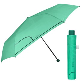 PERLETTI Slim Pocket Umbrella for Women Men - Compact Umbrella Manual Small Lightweight Plain - Mini Rain Umbrella Women's Umbrella Ultralight Foldable - Diameter 91 cm, mint green