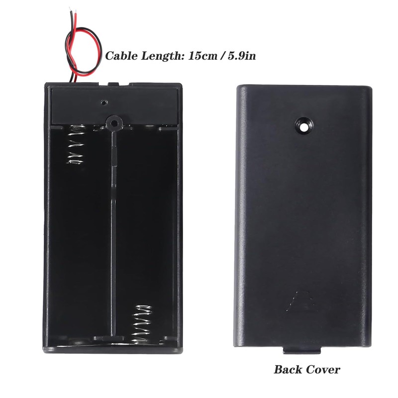hrsyyl 10pcs AA Battery Holder 2AA Battery Box with Back
