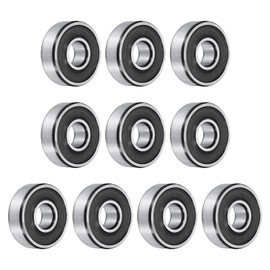 sourcing map 10pcs 608-2RS Bearing 8x22x7mm, Chrome Steel Double Rubber Seals Precision Bearing, Lubricated Deep Groove Ball Bearings, P6 (ABEC 3)