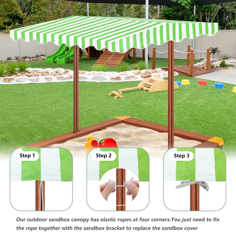Owlcover Wood Sandbox Replacement Canopy - Green Top Cover for