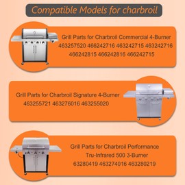 17 inch Grill Grates for Charbroil TRU Infrared Grill 4-Burner 463255020 463257520 463242715 463242716 463276016 466242715 466242716 466242816 G533-0009-W1, for Charbroil Grill Replacement Parts