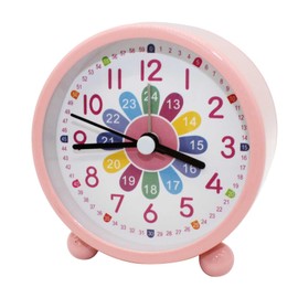 Funriche Colorful Alarm Clock, Continuous Second Hand, Noise, Clock, Analog Diameter, 3.1 inches (8 cm), Cute, Alarm Clock, Children's Room, Educational Clock (Pink)