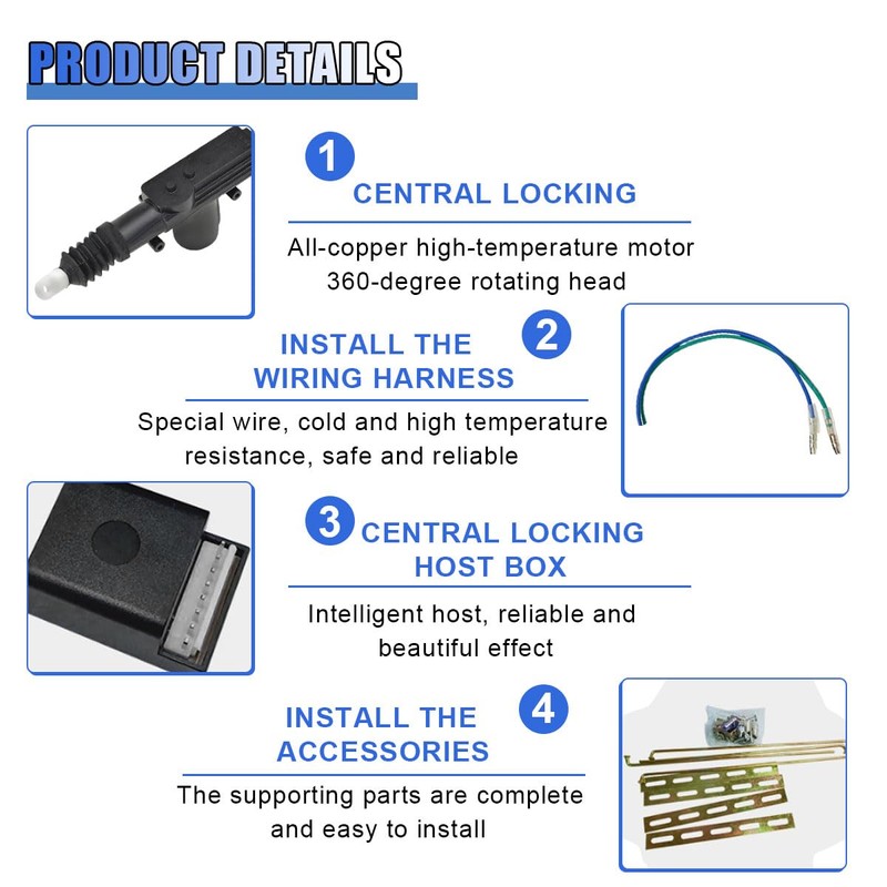 Car Power Door Lock Kit, Universal Heavy Duty Car Power