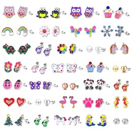 33-Pair Drip Oil Enamel Earring Set- Cute Stud Earrings for Girls,Adorable & Hypoallergenic Earrings for Sensitivity-Free With Stainless Steel Post