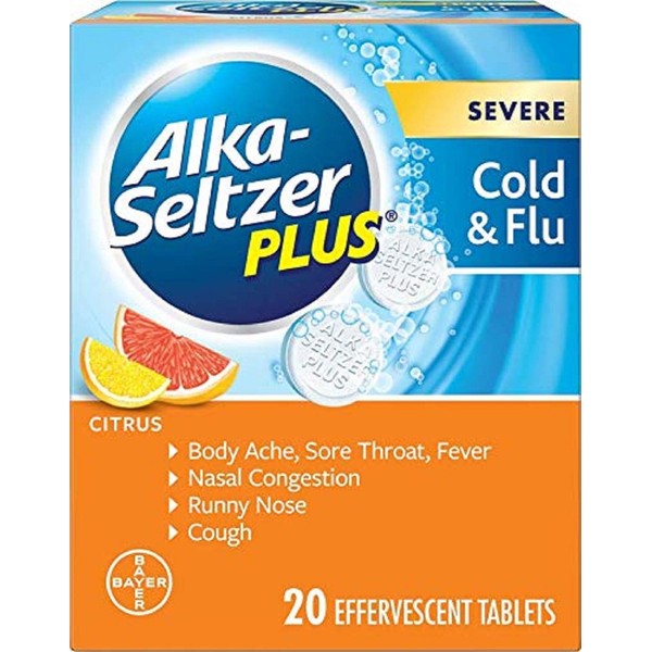 Alka-Seltzer Plus Severe Cold & Flu Effervescent, Citrus, 20 Count