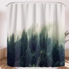 Fullfun Forest Shower Curtain with Cypress and Fog, 3D Printed