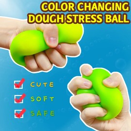 Squishy Stress Balls for Kids and Adults (1 Pack) Stretchy Dough Ball Squeeze Fidget Toy, Funny and Soft Change Color Squeeze Ball, Squish Balls, Ideal for Anxiety Relief, Autism, ADHD (Green)