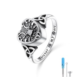 DAOSHANG Urn Ring for Ashes for Women 925 Sterling Silver Celtic Knot Ring