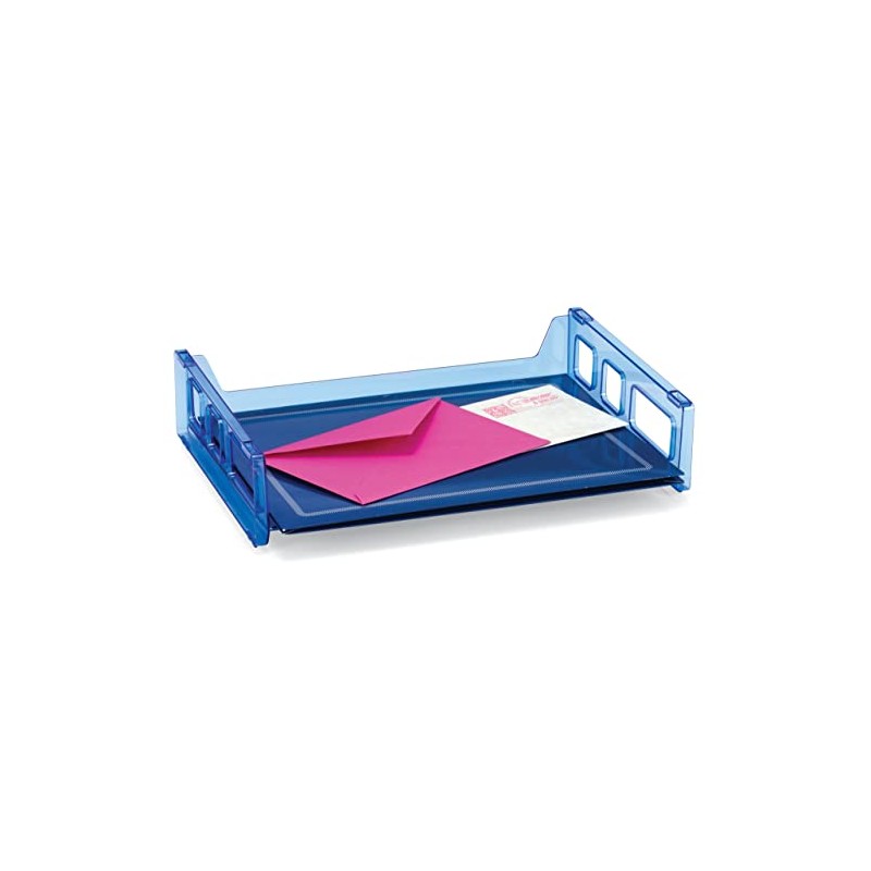 Officemate Blue Glacier Side Load Letter Tray, Transparent Blue (23218)