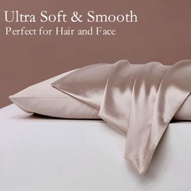 JOGJUE Silk Pillowcase for Hair and Skin 2 Pack 100% Mulberry Silk Bed Pillowcase Hypoallergenic Soft Breathable Both Sides Silk Pillow Case with Hidden Zipper, Pillow Cases (Queen, ApricotGray)