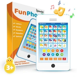 Boxiki Learning Pad Fun Phone with 6 Toddler Learning Games Kids. Touch and Learn Interactive Tablet for Learning Numbers, ABC and Spelling. Educational Toy for Children