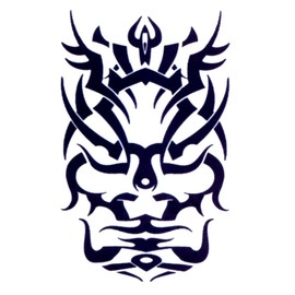 Large Stylized Tribal Face Design Temporary Tattoos / Set of 3
