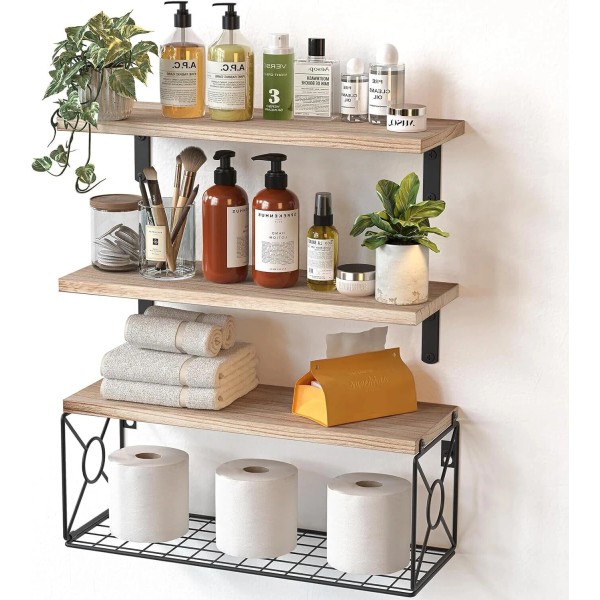 Branded Amada Bathroom Shelves Over Toilet with Storage Basket, Floating