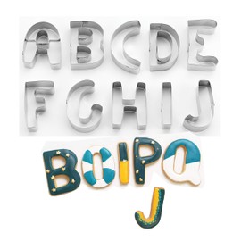 SurgeHai 26-Piece Large Alphabet Cookie Cutter Set (A - Z), Stainless Steel Decorating Tools Letters Fondant Cutter