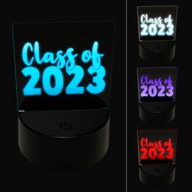 Sniggle Sloth Class of 2023 Graduation 3D Illusion LED Night Light Sign Nightstand Desk Lamp