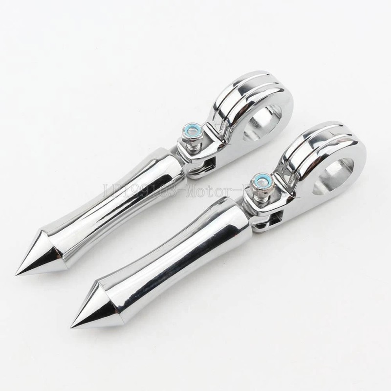Chrome Highway Spiked Foot Pegs Clamps for Harley Touring 1