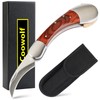 Coowolf Mushroom Knife with Brush and Sheath, Curved Stainless Steel