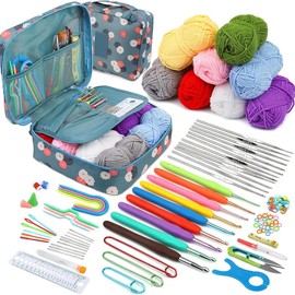 Crochet Kit, Beginner, Starter Kit, Includes Crochet Thread and Crochet Accessories, Crochet Hook Set, Crochet, 21 Needle Knitting, 8 Yarns, Beginner Set, Crochet Beginner Kit, Accessories, Crafts,