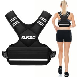 KUKZO Adjustable Weighted Vest Woman Men, 6-12lb Weight Vest with 6 Ironsand Weights for Strength Training Rucking Running Walking Fitness Workout, Black