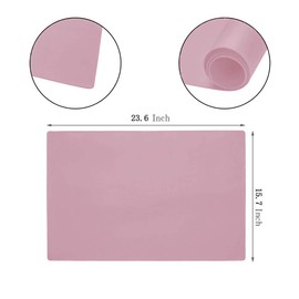 23.6'' by 15.7''Flexible Silicone Placemat Non Slip Waterproof Heat Resistant Dinner Table Mat (Light Pink-1 Pcs)