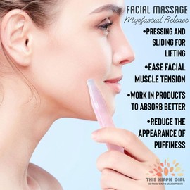 Gua Sha Chakra Wand by This Hippie Girl, Accupressure Massage Wand for Facials, Myofascial Release for Facial Pain, Facial Muscle Lifting, Facial Trigger Points, Rose Quartz Facial Tool
