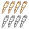 8Pcs Rhinestone Hair Clips, Crystal Hair Barrettes Bling Metal Snap