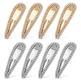 8Pcs Rhinestone Hair Clips, Crystal Hair Barrettes Bling Metal Snap
