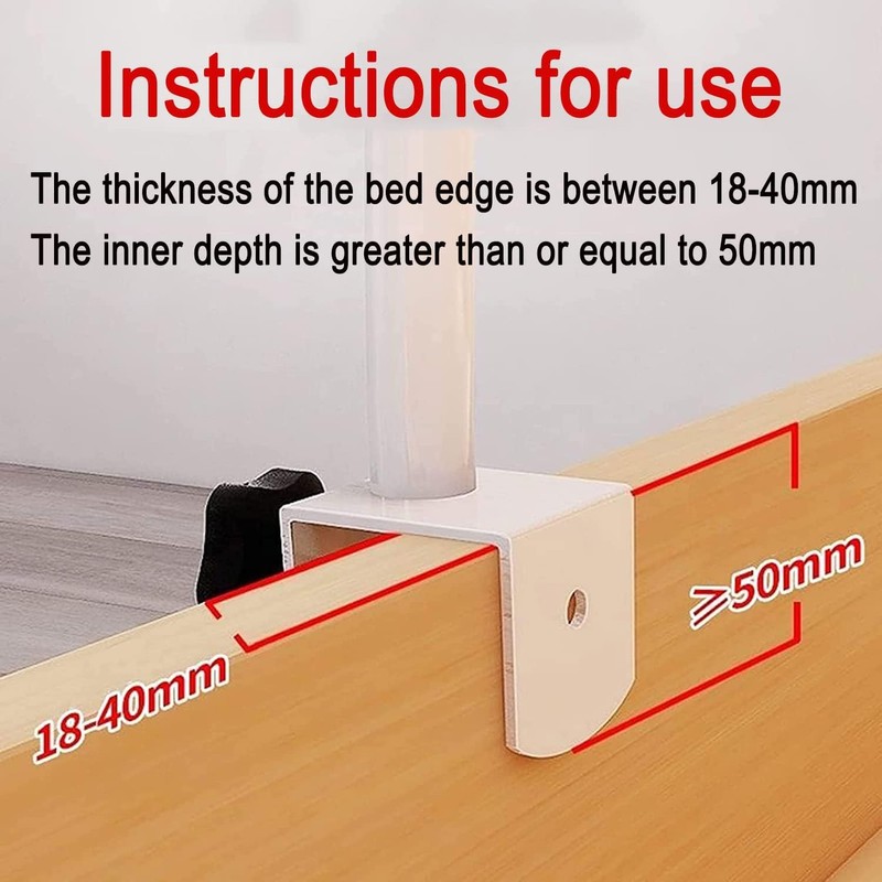 Adjustable Bed Rail for Elderly Bedside Standing Assist, clip-on Bed