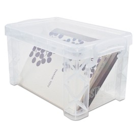Advantus 40307 Super Stacker Storage Boxes, Hold 400 3 x 5 Cards, Plastic, Clear