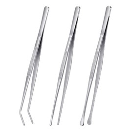 3 Pcs Precision Tweezers, Cooking Tweezers, Long Tweezers, Stainless Steel Tweezers, Tweezers for Cooking, Pointy Tweezers, Wide Tweezers, Curved Tweezers, Durable Tweezers for Cooking, Repairing