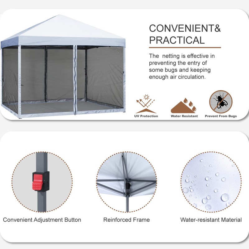 MASTERCANOPY Pop-Up Setup Outdoor Canopy with Netting Screen Walls (8x8,
